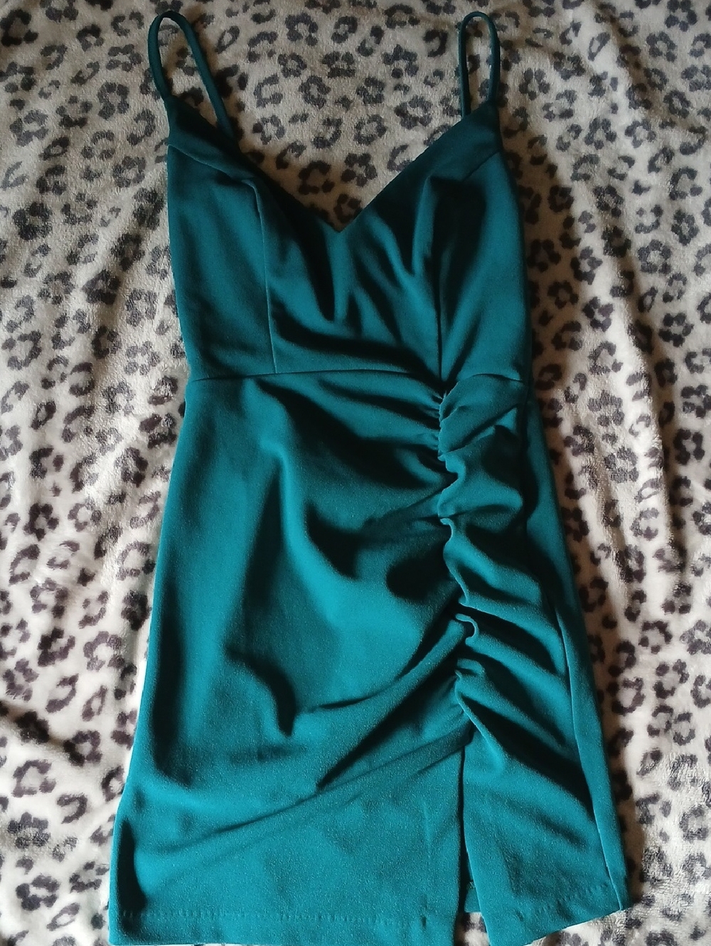 Teal Bodycon Ruched Slip Dress - Women